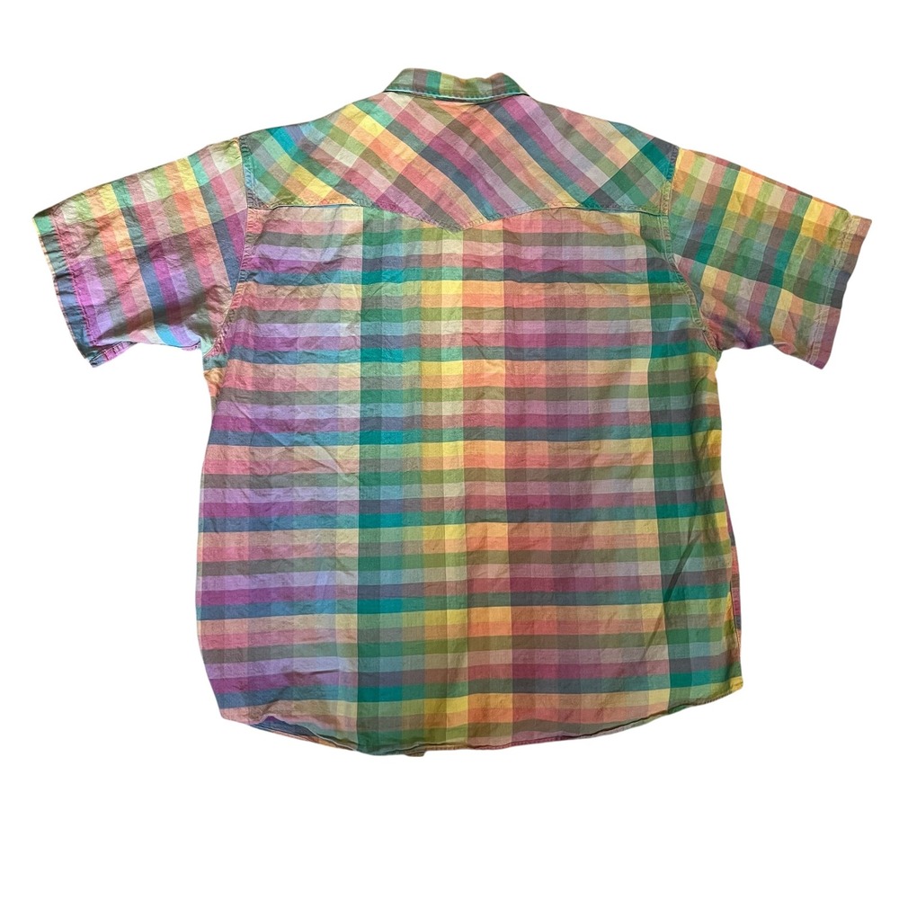 Vintage Pendleton Mens Plaid Western Pearl Snap Short Sleeve Shirt XL Cotton